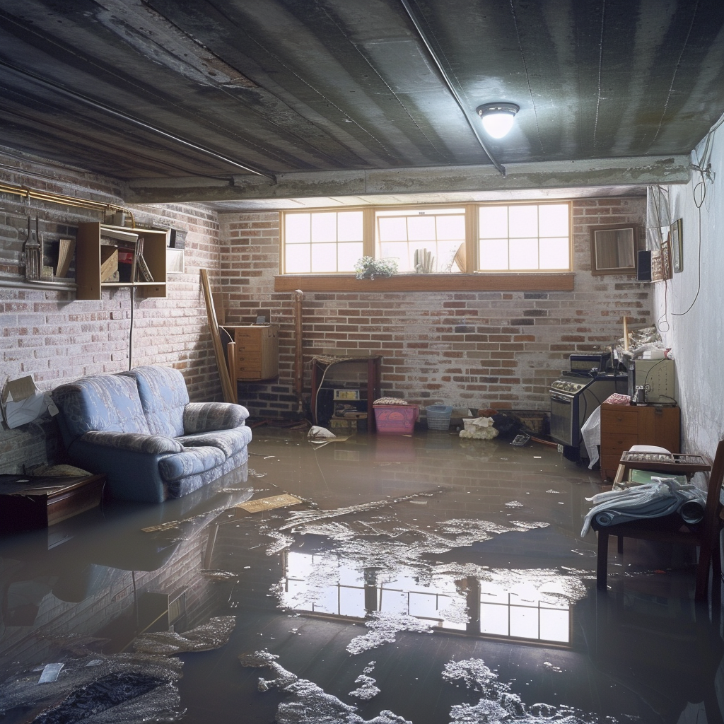 state of the property during flood damage cleanup in UK 